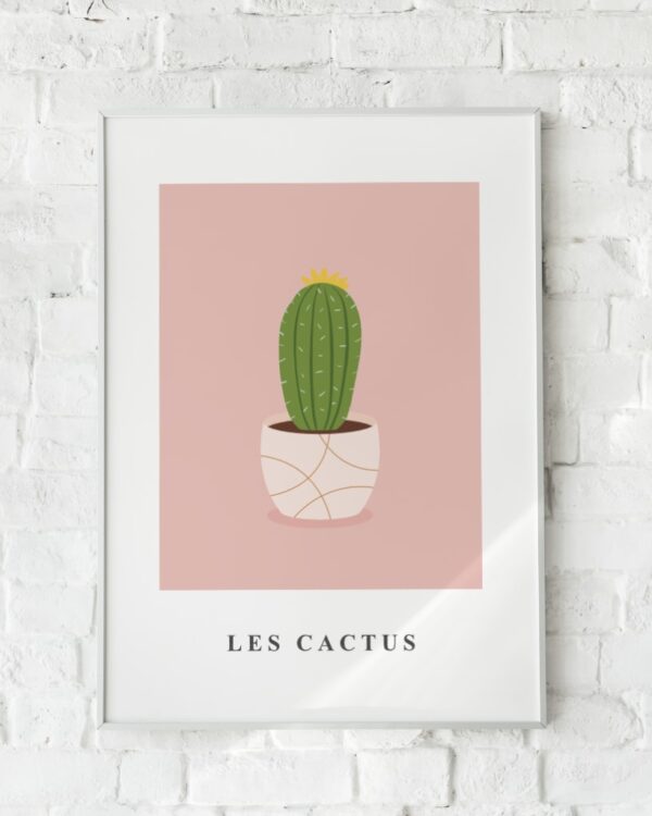 Plakat med en stiliseret kaktus i pastelfarver.