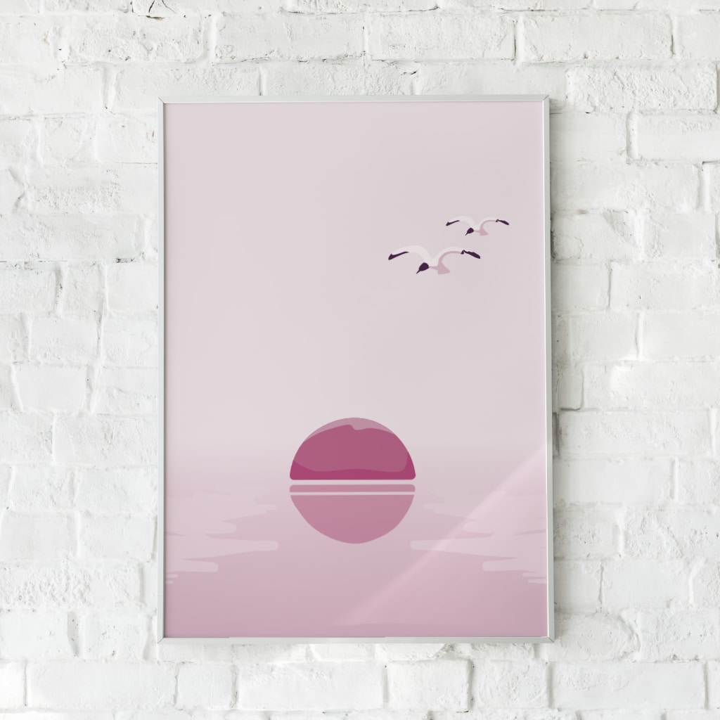Plakat med rosa himmel