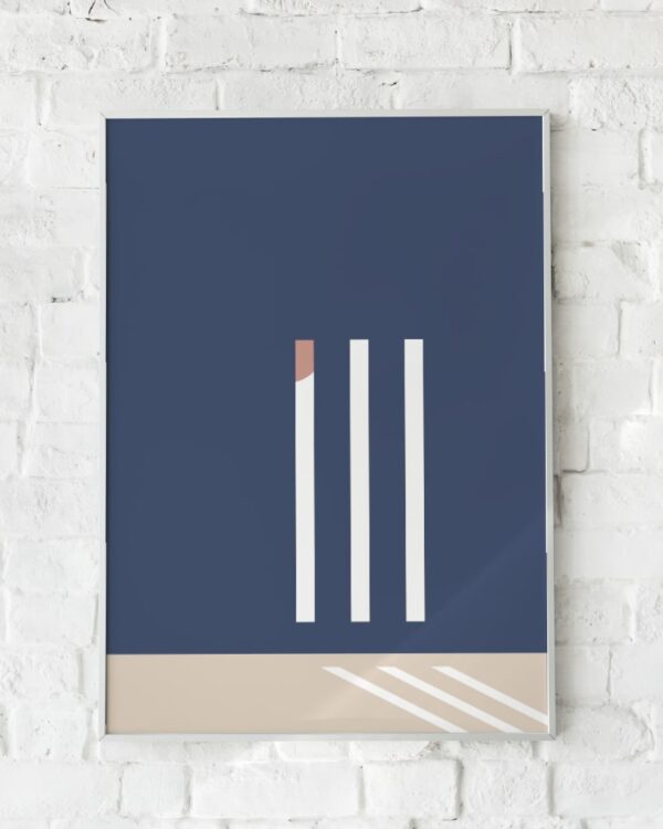 Abstrakt plakat med hvide lysstråler på en mørk baggrund.