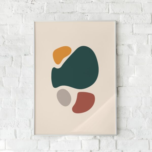 Minimalistisk plakat med geometriske former i grøn