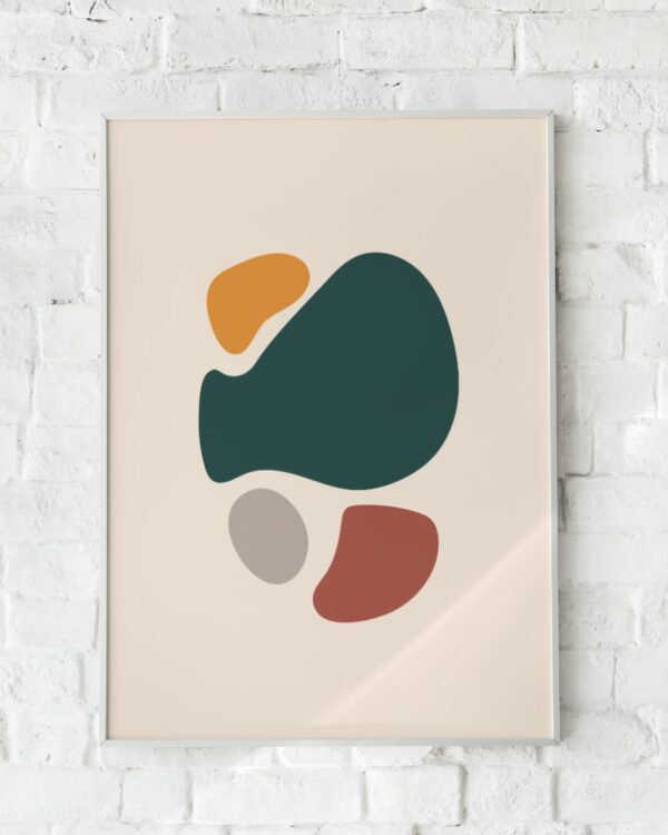 Minimalistisk plakat med geometriske former i grøn