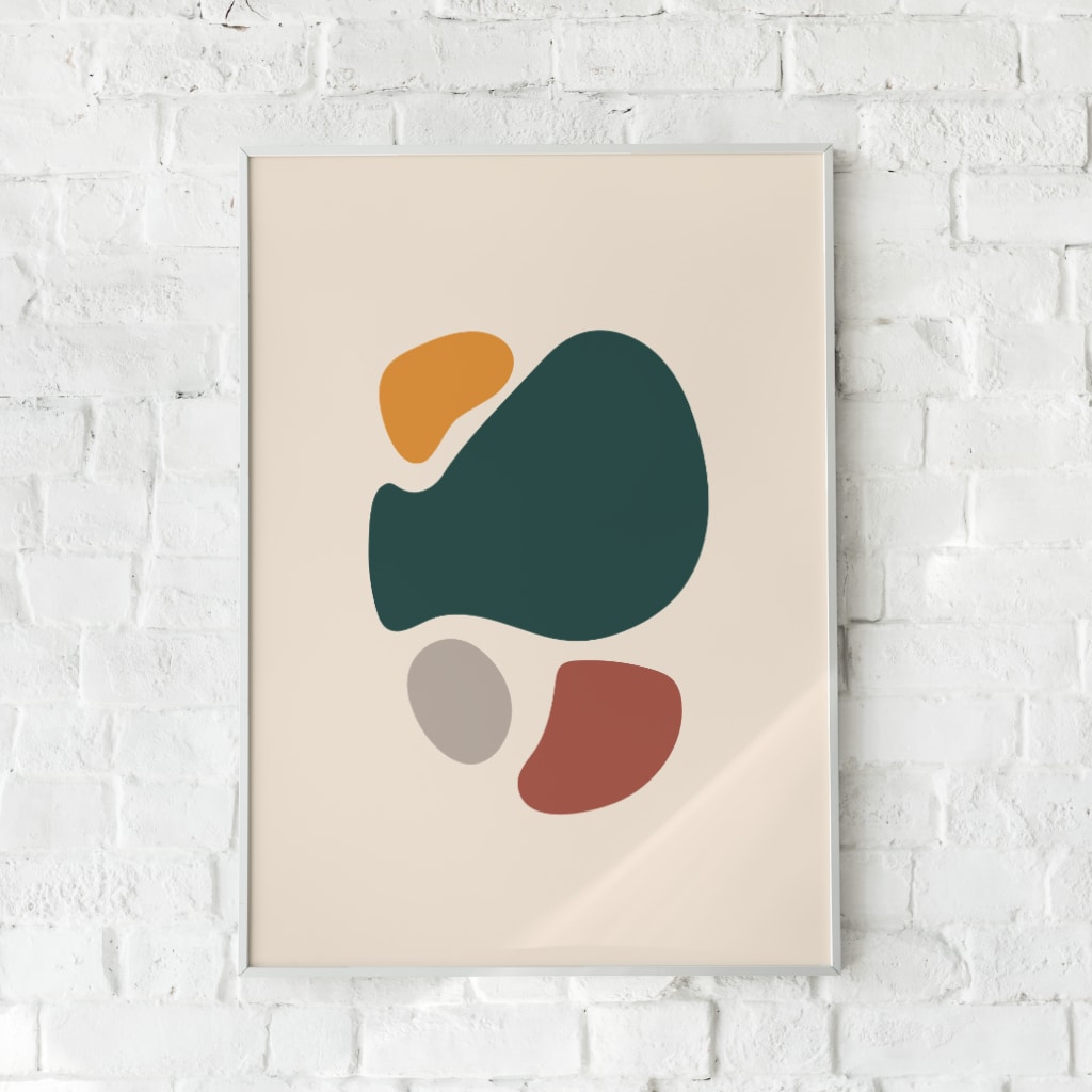 Minimalistisk plakat med geometriske former i grøn