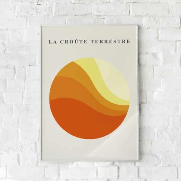 Abstrakt plakat med koncentriske cirkler i varme jordtoner.