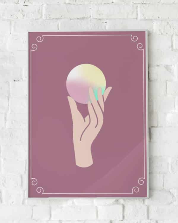 Surrealistisk plakat med en hånd
