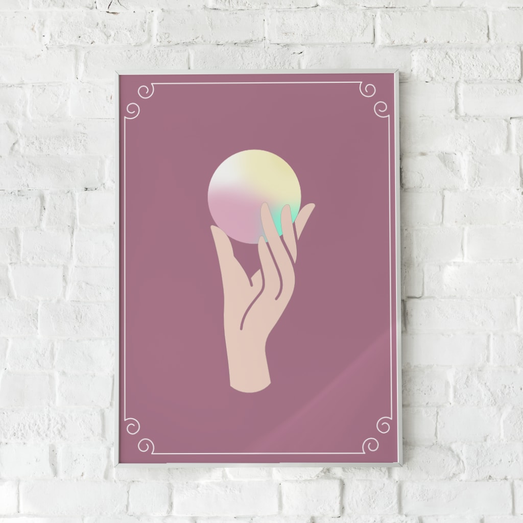 Surrealistisk plakat med en hånd