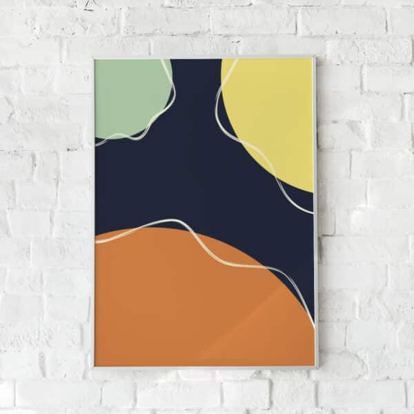Abstrakt plakat med cirkulære former i orange