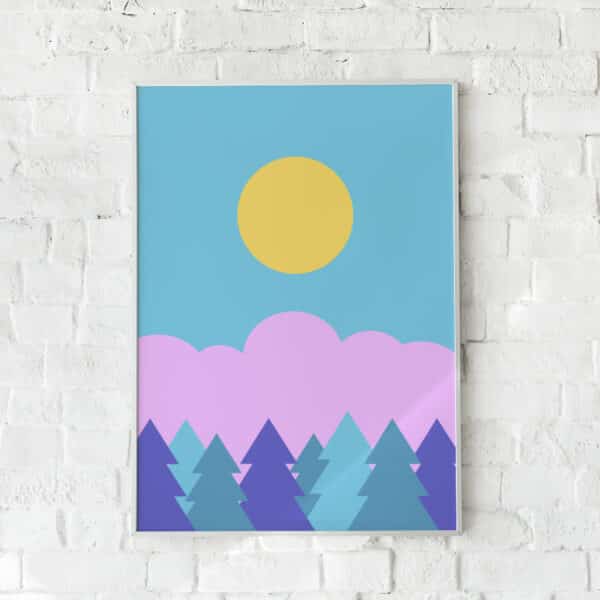Plakat med skovmotiv i pastelfarver – "Child of Solitude".
