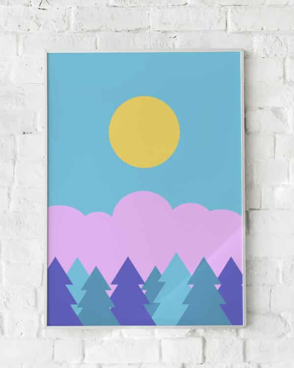 Plakat med skovmotiv i pastelfarver – "Child of Solitude".