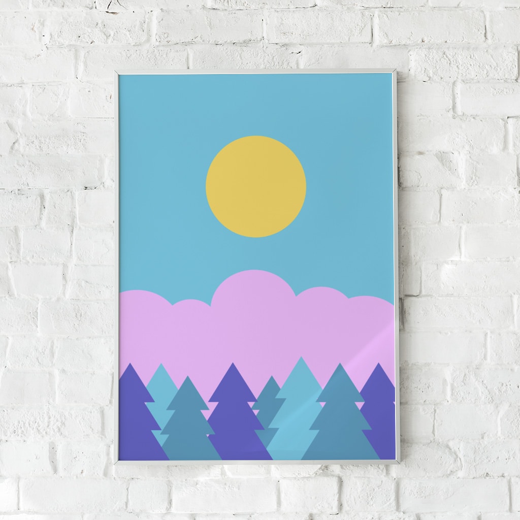 Plakat med skovmotiv i pastelfarver – "Child of Solitude".
