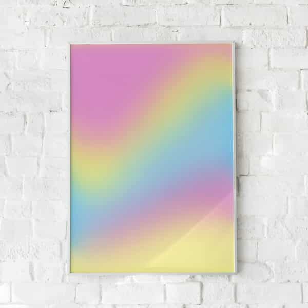 Pastelfarvet gradient-plakat med flydende farveovergange – "Colour Flow No.1".