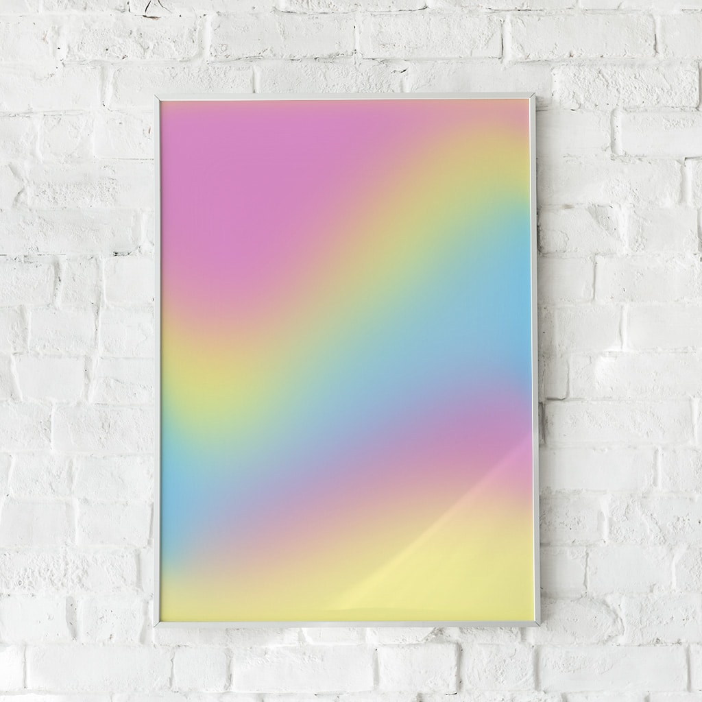 Pastelfarvet gradient-plakat med flydende farveovergange – "Colour Flow No.1".