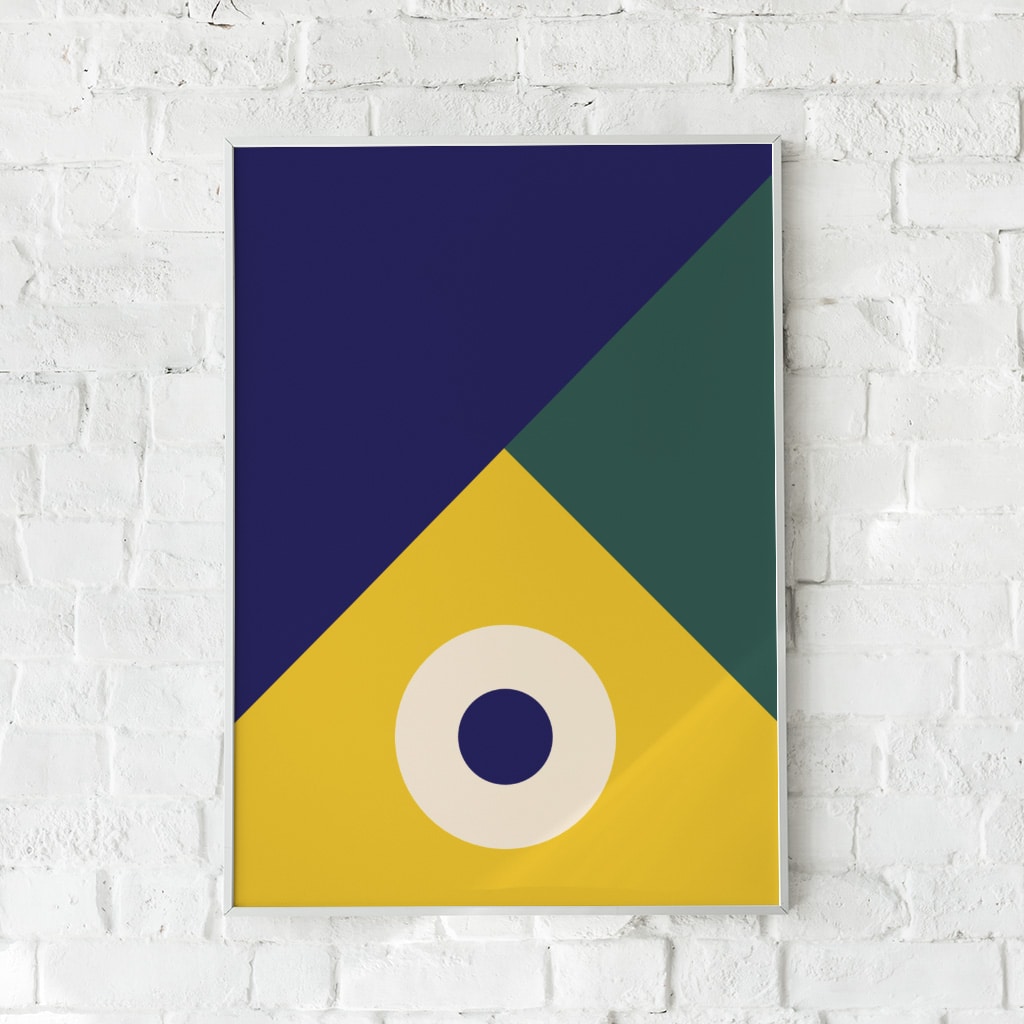 Moderne plakat med geometriske former i blå