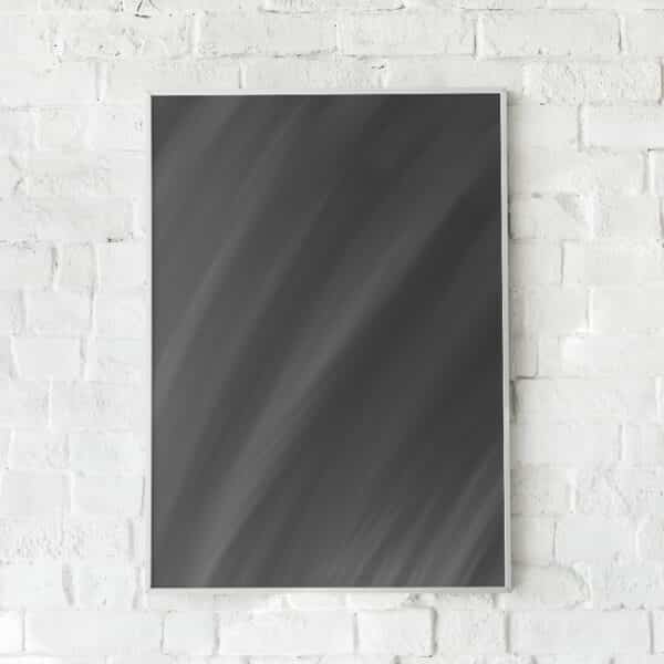 Abstrakt plakat med flydende mørke nuancer og minimalistisk design.