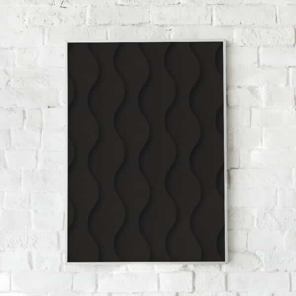 Minimalistisk sort-hvid plakat med abstrakte