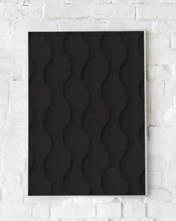 Minimalistisk sort-hvid plakat med abstrakte