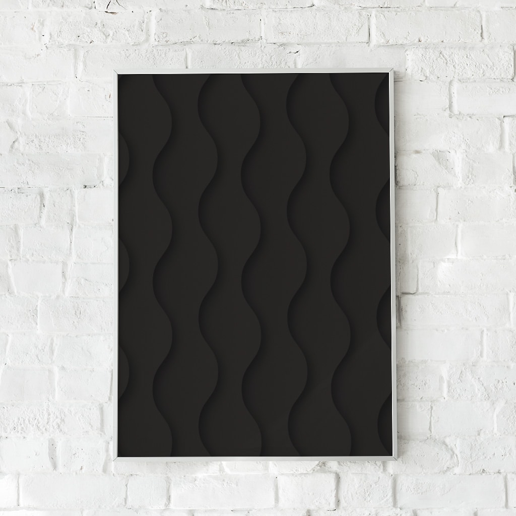 Minimalistisk sort-hvid plakat med abstrakte