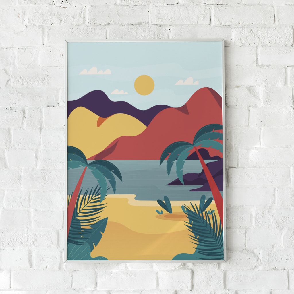 Tropisk plakat med palmer