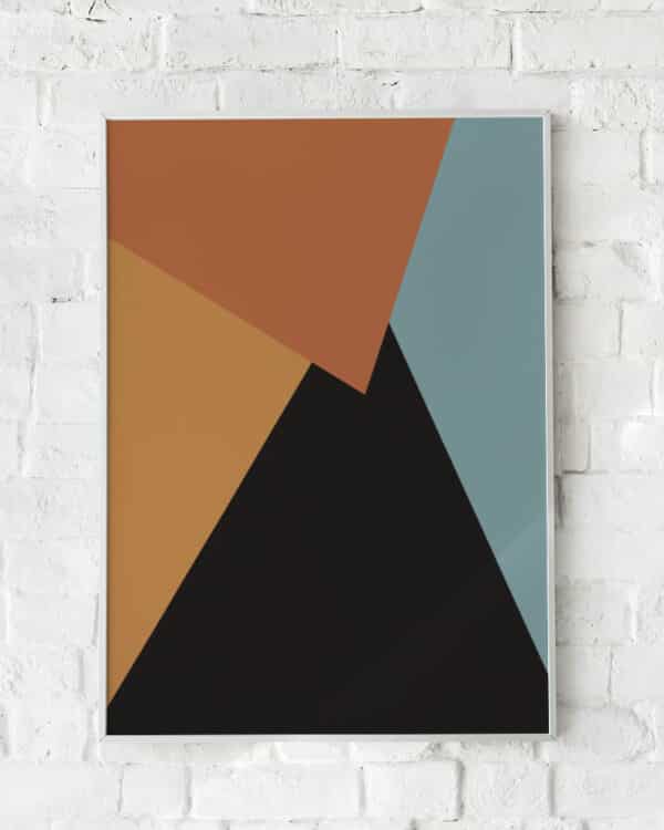 Geometrisk plakat med organiske former i orange