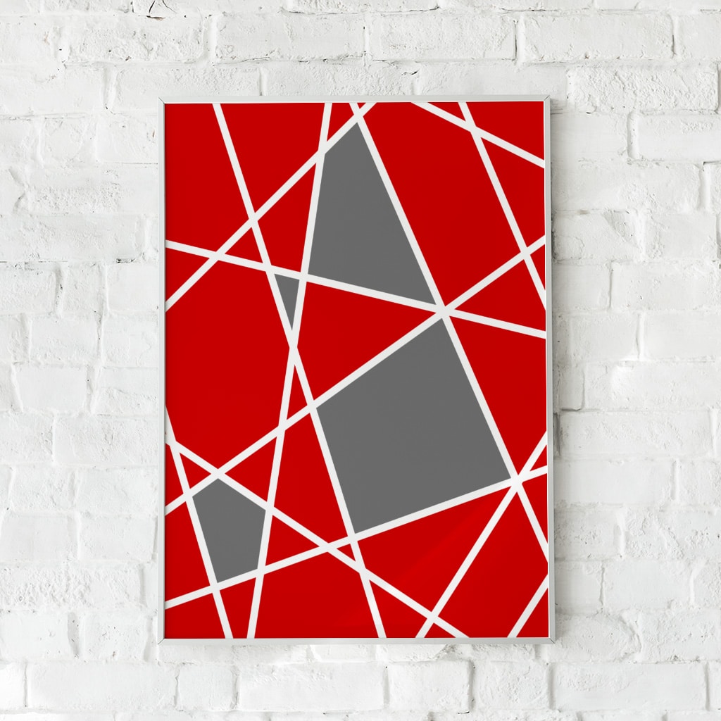 Geometrisk plakat med røde