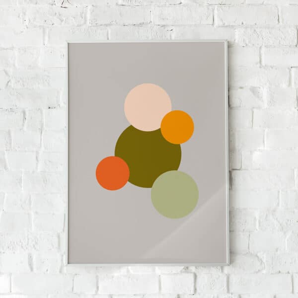 Abstrakt plakat med geometriske cirkler i orange