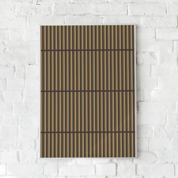 Minimalistisk plakat med lodrette linjer i varme jordtoner og subtile kontraster. Perfekt til moderne
