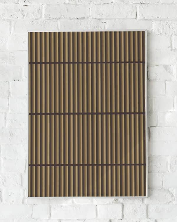 Minimalistisk plakat med lodrette linjer i varme jordtoner og subtile kontraster. Perfekt til moderne