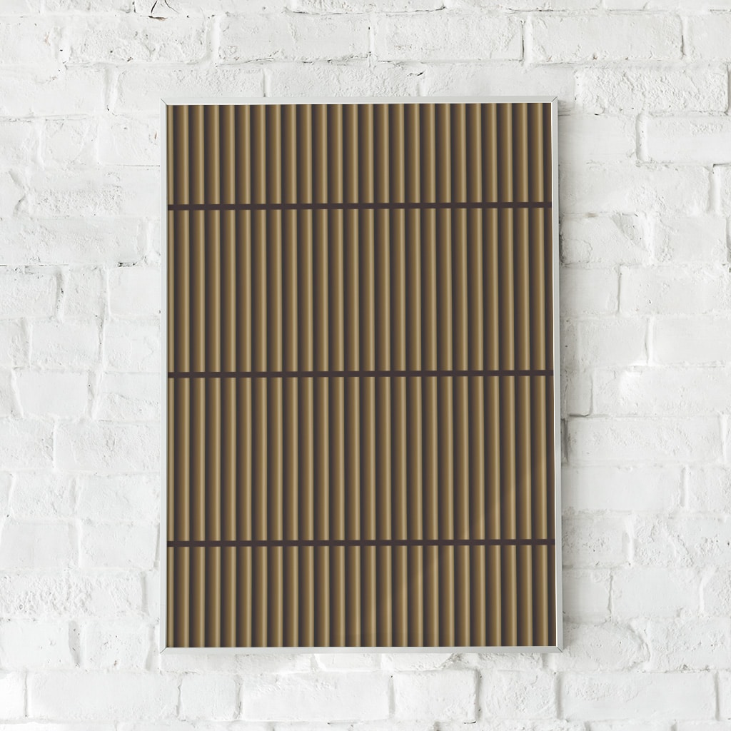 Minimalistisk plakat med lodrette linjer i varme jordtoner og subtile kontraster. Perfekt til moderne