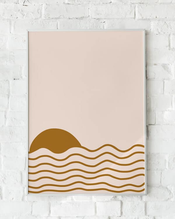 Minimalistisk solopgangsplakat med bløde