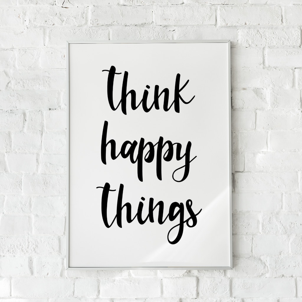 Positiv tekstplakat med håndskrevet typografi.