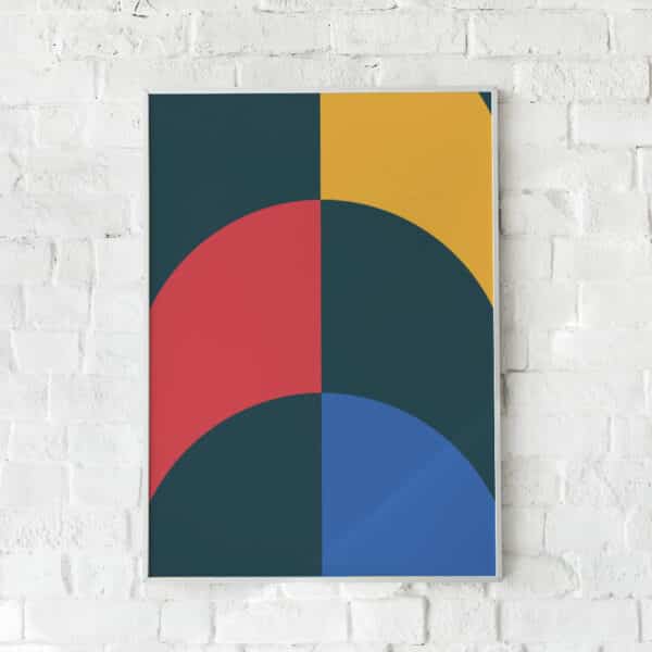 Retro-plakat med geometriske former i rød