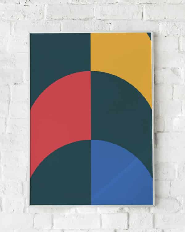 Retro-plakat med geometriske former i rød