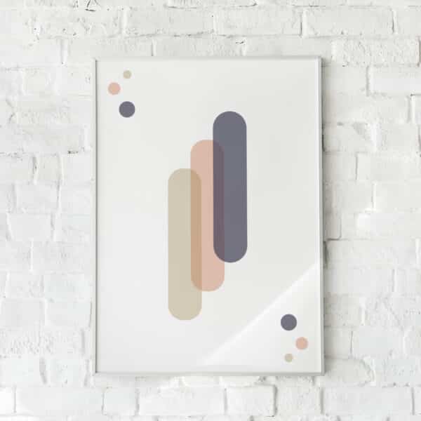 Minimalistisk plakat med overlappende former i beige og rosa – "Contemporary Design #1".