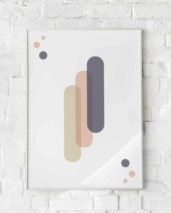 Minimalistisk plakat med overlappende former i beige og rosa – "Contemporary Design #1".