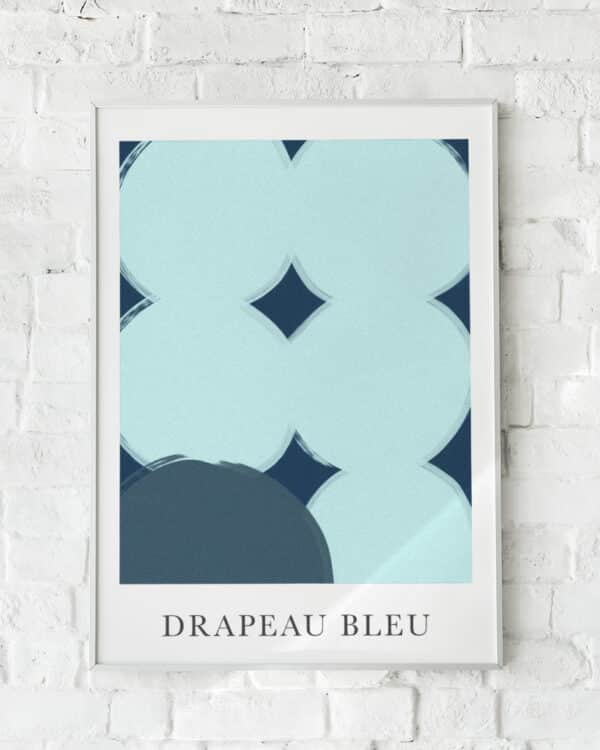 Geometrisk plakat i blå nuancer med bløde