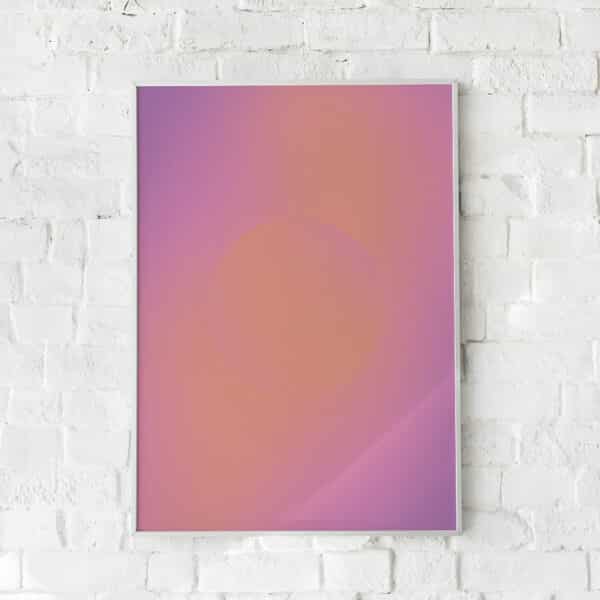 Minimalistisk plakat med bløde farveovergange i rosa
