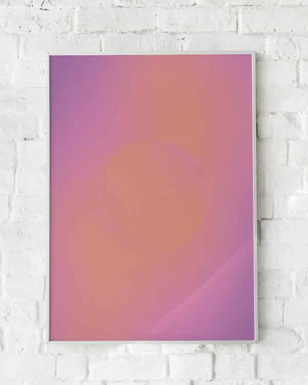 Minimalistisk plakat med bløde farveovergange i rosa