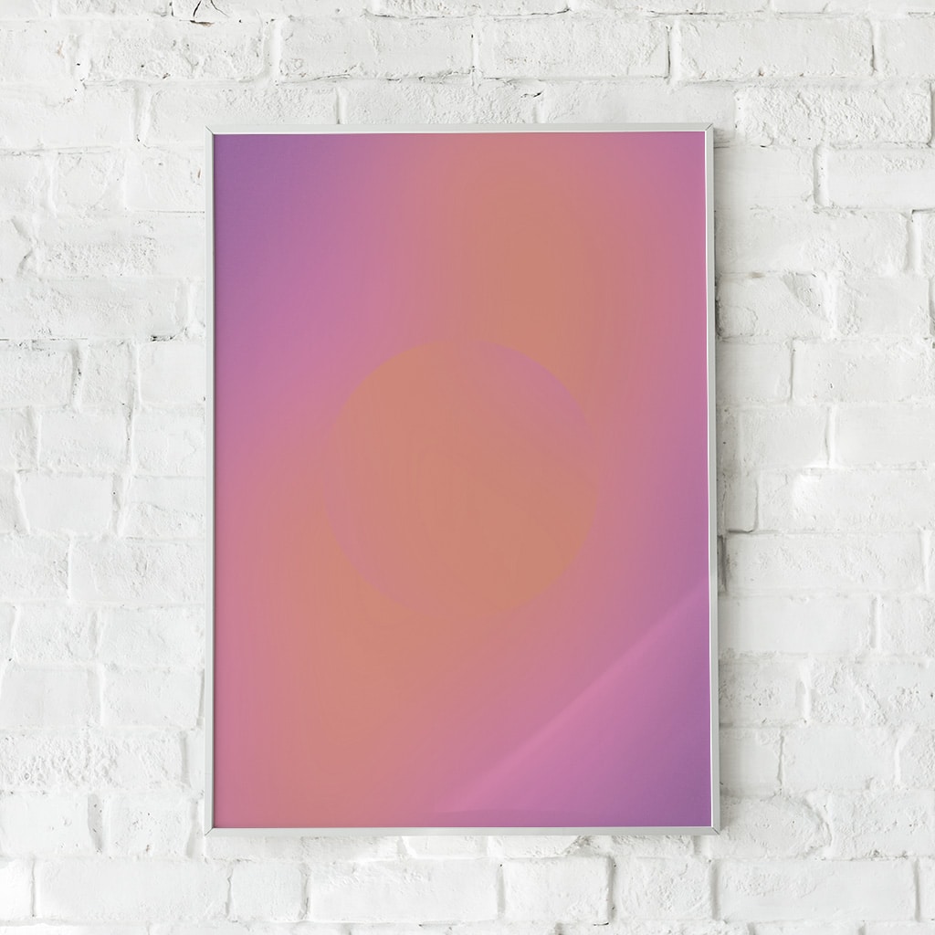 Minimalistisk plakat med bløde farveovergange i rosa